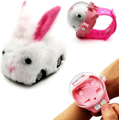 Mini RC Rabbit Hare Car Watch Radio Remote Control Vehicle Animal Toys Plush Bun