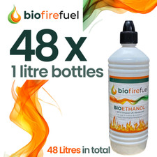 48 x litres Biofirefuel bioethanol fuel. Easy pour nozzle. High purity.