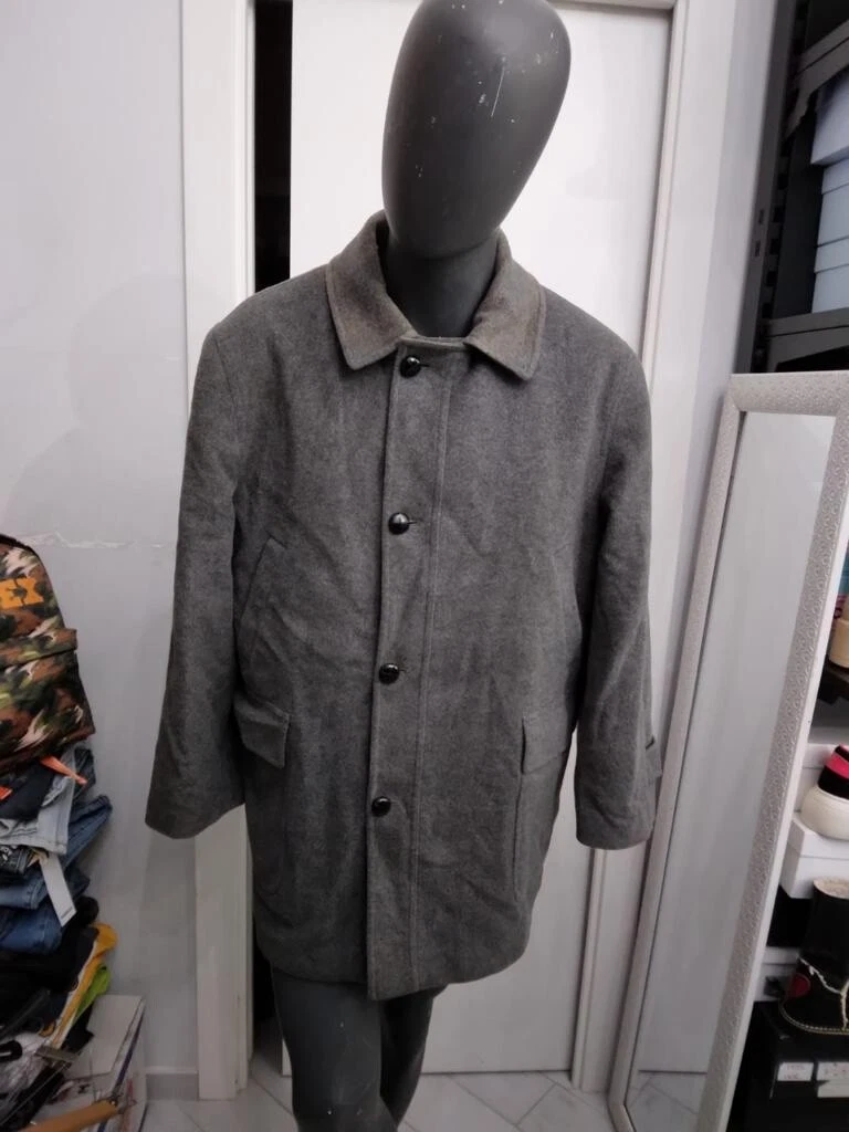 Manteau Colbert Occasion En Mix Cachemire - Taille 52 Homme - Gris Foncé - Style Vintage Italien