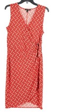 Banana Republic Women’s Dress  Medium Orange Faux Wrap V Neck Stretch Unlined