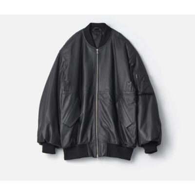 Hudson HW-230 Vegan Leather Bomber Jacket Long Sleeve Black Oversized Size S NWT