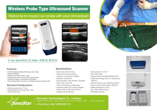 128 Elements Color Doppler Wireless Ultrasound Linear 7.5Mhz/10.0Mhz Handheld - Picture 2 of 5