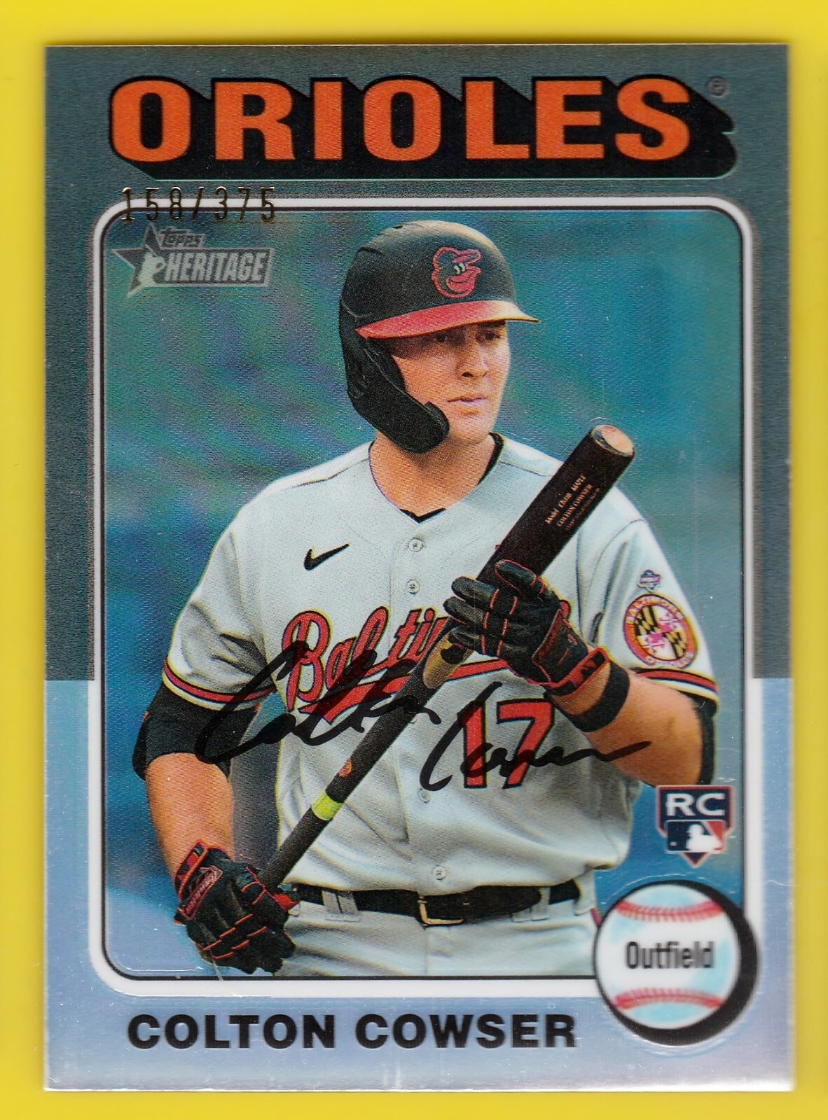 2024 Topps Heritage 388 Colton Cowser RC Chrome Silver Refractor  158/375