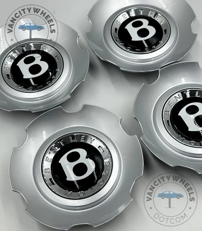 Juego de 4 tapas centrales para rueda Bentley Continental Flying Spur 3W0601171C plateada Foto 3 de 4