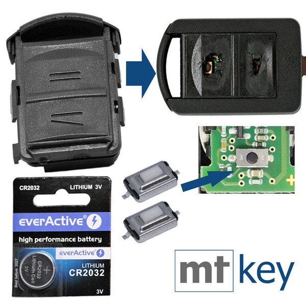 SET Fahrzeug SchlüSsel Auto SchlüSsel GehäUse Mikrotaster Batterie FüR Opel-image