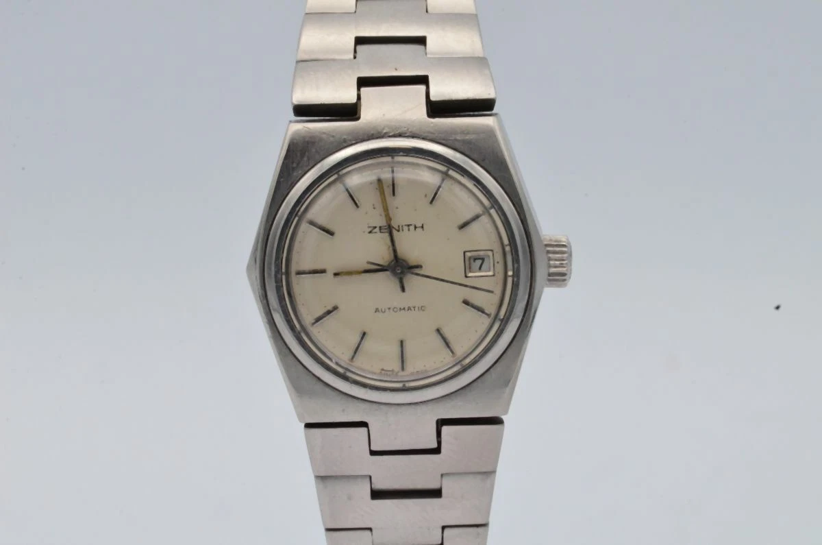 Montre Bracelet Vintage Zenith Pour Femme - Mécanique, Boîtier Acier, Bracelet Cuir - Occasion Fonctionnelle