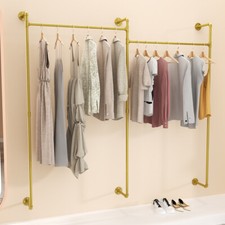 80.7” Long  Industrial Pipe Clothes Rail Clothes Storage System Garment Bar Rack