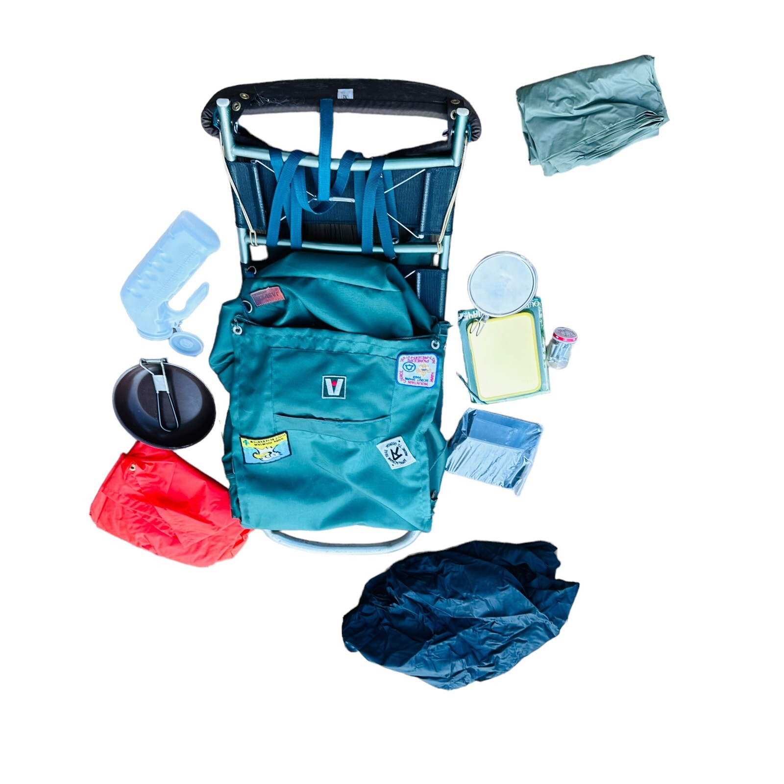 Vtg ACADEMY BROADWAY JASPER No 4730 GREEN NYLON BACKPACK ALUMINUM FRAME + Extras