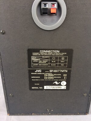 JVC SP-MX77MTN SPEAKER, Full Range & Port Woofer 35W/45W - Tested