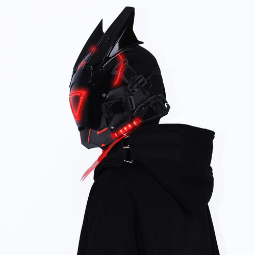 Futuristische Cybermaske mit LED-Leuchten für Cosplay und Techwear Mode - Bild 50 von 80