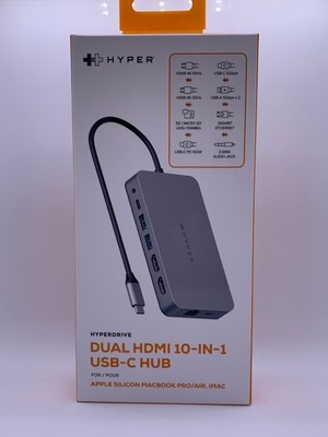 Hyperdrive Dual HDMI 10-in-1 USB-C Hub Multimedia Apple MacBook Pro Air iMac
