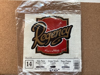 New REGENCY AIDA Cloth Cotton Cross Stitch Fabric 14 Ct 6'' X 12'' WHITE