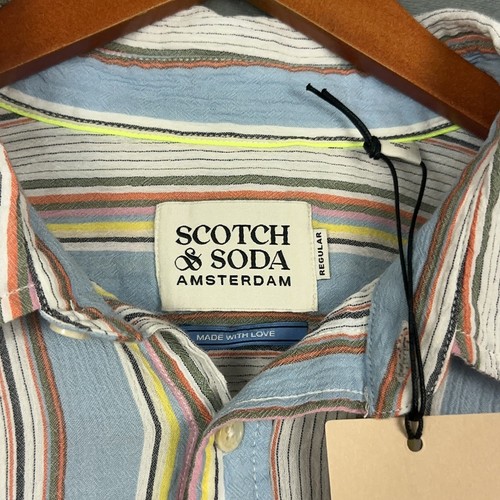 Scotch & Soda Crinkled Striped Button Up Shirt Mens Size XXL Fits XL Multicolor - Picture 4 of 19