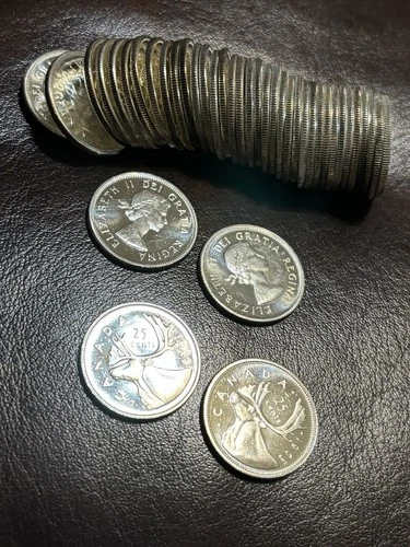 1963 Canadian 80% Silver Quarter roll of 40 (6 Troy Oz.) UNC - Nice!