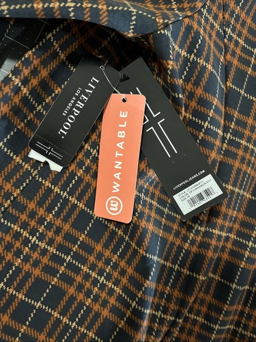 Liverpool Los Angeles Open Front Blazer Size 1X Blue / Brown Check Plaid - New - Picture 10 of 11
