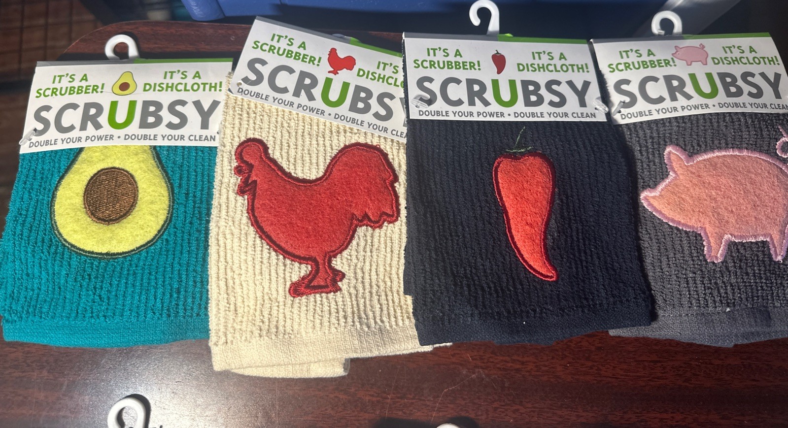 MU Kitchen Scrubsy Dish Cloth Set with Built In Scrubber, Set of 4