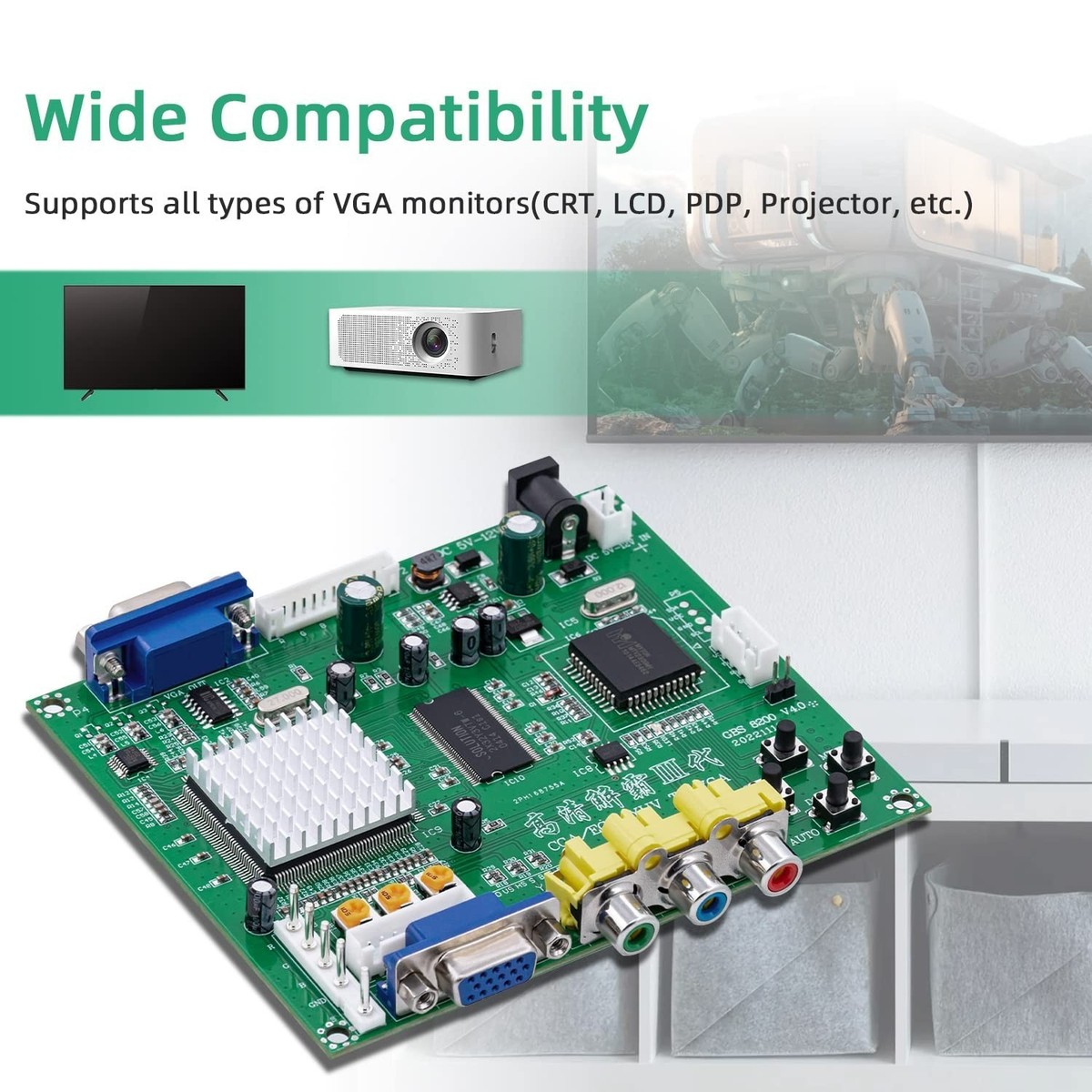 Convertitore CGA/EGA/YUV/RGB To VGA – Scheda Adattatore Per Monitor LCD PDP CRT - copertina