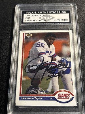 Lawrence Taylor AUTO 1991 Upper Deck #445 PAAS COA