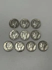 Lot of 10: Mercury Dimes 90% Silver Mixed Dates and Mint Marks