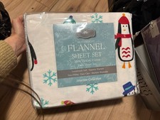 Holiday Flannel Heavyweight Sheet Set Twin Size 100 Turkish Cotton