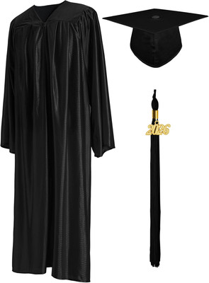 Shiny Graduation Cap and Gown with 2026 Tassel for High School and Bachelor