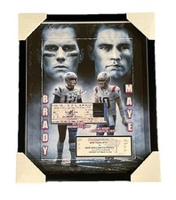 Tom Brady & Drake Maye Dual Photograph W/ Replica Debut Tickets Framed 18x22 