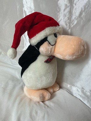 Vintage 1987 Dakin Opus the Penguin Christmas Plush Bloom County 12'' Santa Hat