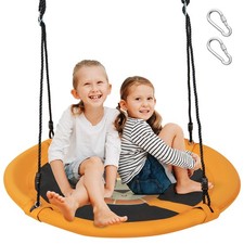 40" Saucer Tree Swing w/ Adjustable Hanging Ropes for Backyard or Outdoor Yellow