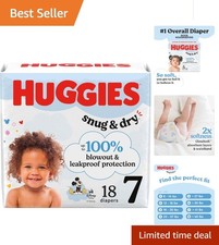 18 Count Snug  Dry Baby Diapers, Size 7 - Maximum Leak Protection, Disposable