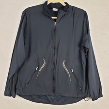 Y2K Nike Women's L Full Zip Track Jacket Solid Blue Nylon Running Sporty