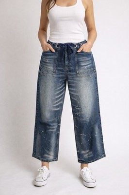Flamingals woman jeans 2xl skater style paint distressed