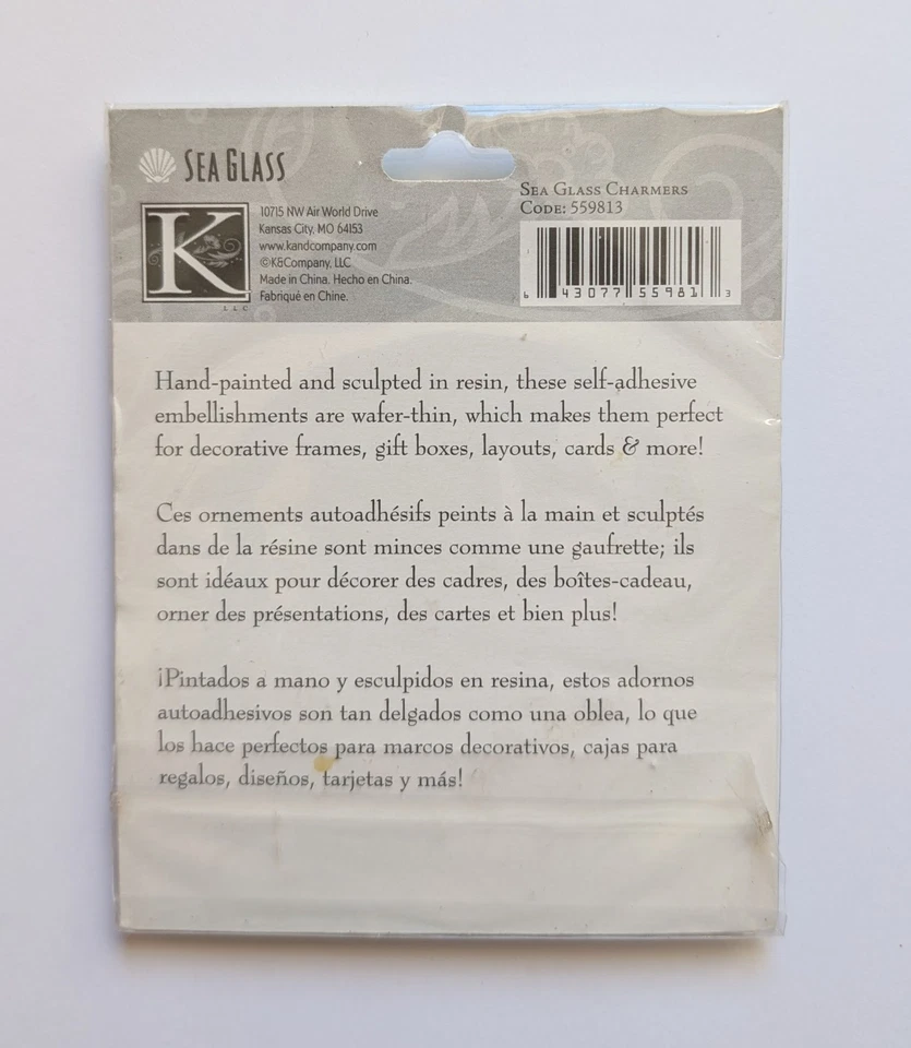 Encantadores de vidrio marino conchas marinas adornos para álbumes de recortes de K&Company RARO Foto 3 de 3