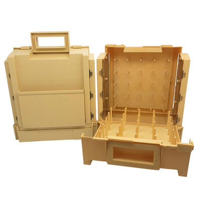 2x Vintage Nähgarnspule Aufbewahrungskoffer 50 Rollen Caddy Organizer 1983