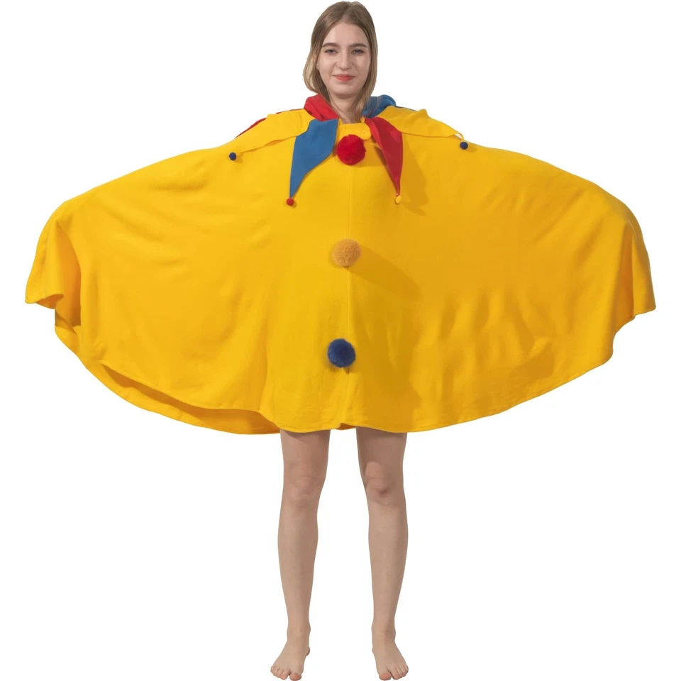 Acogedor Disfraz de Bufón - Bufón de Corte Renacentista Cosplay Capa con Capucha con 2 Bel Foto 4 de 4