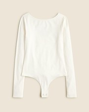 J.Crew Size Small Scoopback Bodysuit Top in Stretch Cotton Blend Ivory Beige NWT