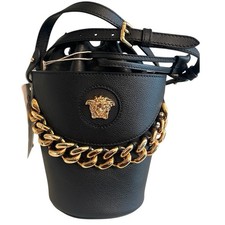 VERSACE Medusa Head Leather Drawstring Bucket Bag