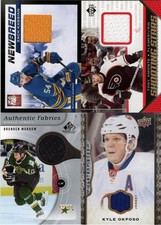 NHL Memorabilia: Lot of Four (4) Memorabilia Hockey Cards, various players