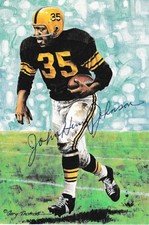 JOHN HENRY JOHNSON SIGNED GOAL LINE ART CARD~FOOTBALL HALL OF FAME~HOF AUTO