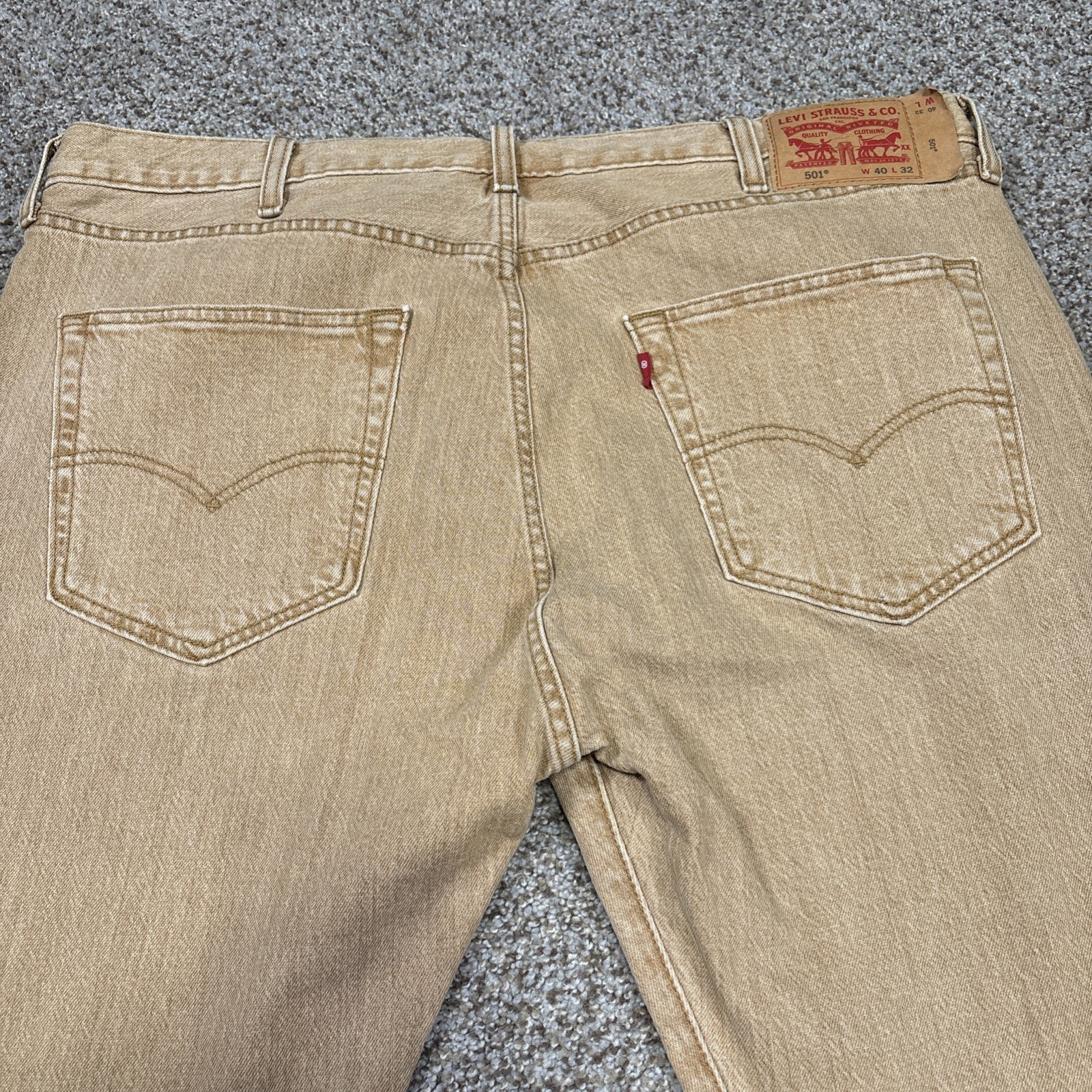 Mens Levis 501 Original Fit Tan Button Fly Denim Jeans Size 40x32 (fit 40x30.5) - View 15