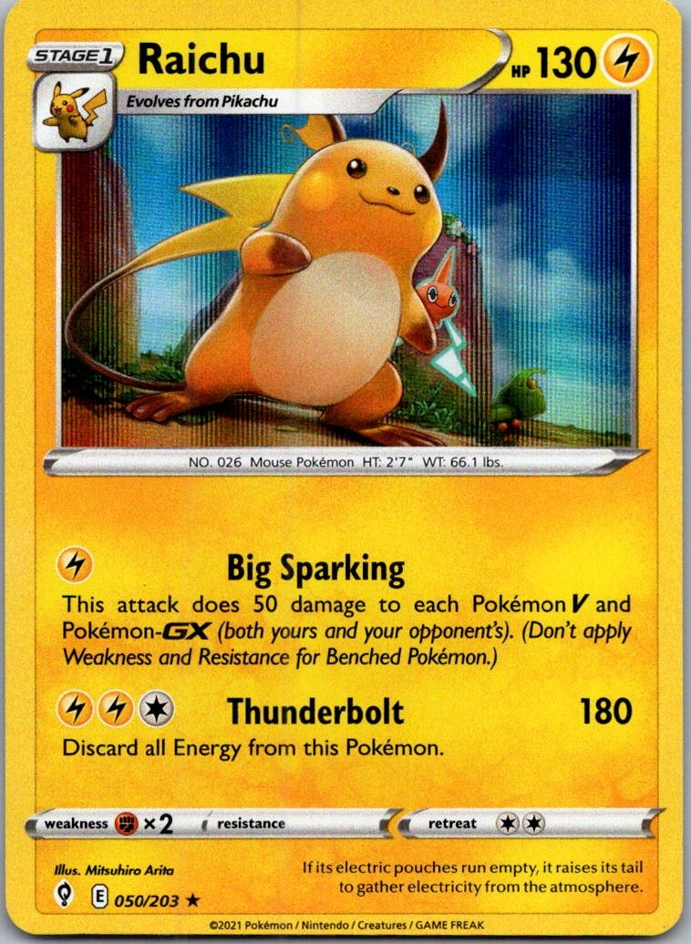 Raichu Holo Holo Rare SWSH07: Evolving Skies 050/203 NM