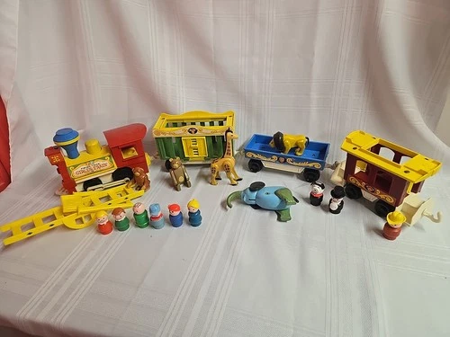 Vintage 1973 Fisher Price Little People Circus Train Set Animals #991 W/ Figs.