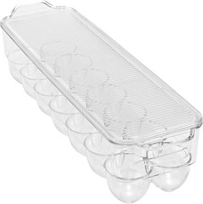 14 Egg Holder for Refrigerator Clear Stackable Egg Organizer Fridge Storage Bin