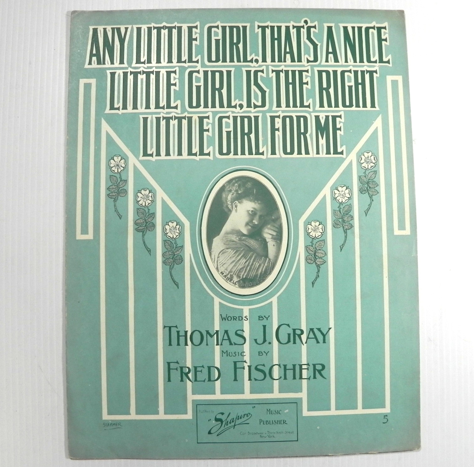 Any Little Girl... 1910 Antique Sheet Music Large Format Mabell Douglas