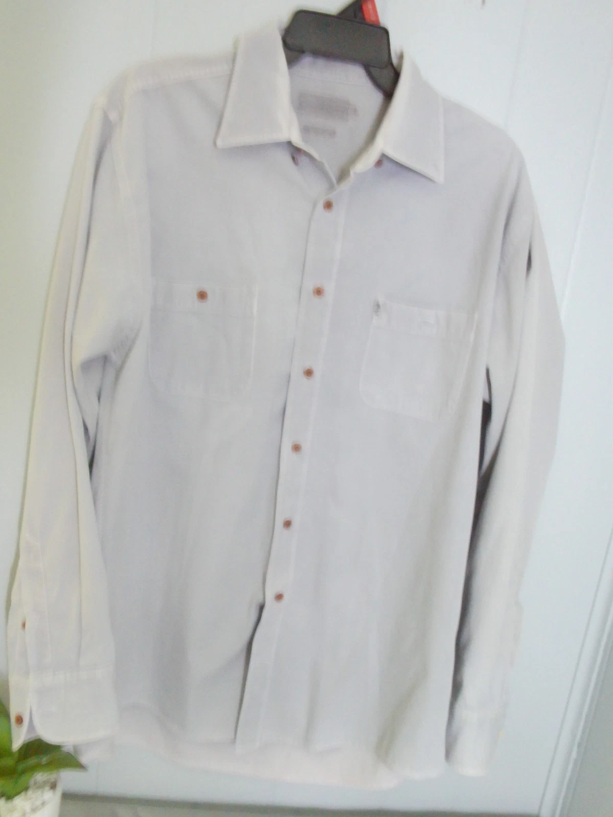 Coastal Cotton Men's Large Button-Down Shirt Long Sleeve Classic Fit Pocket Gray