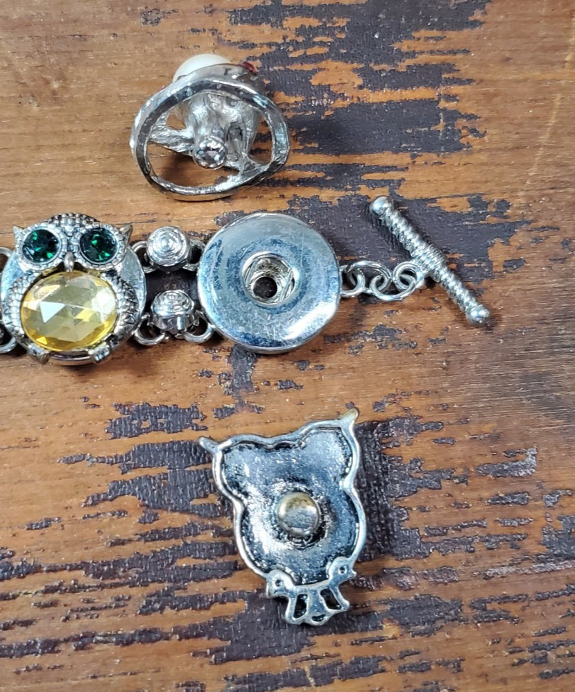 5 Snap Button Silver Tone Metal Toggle Bracelet W… - image 4