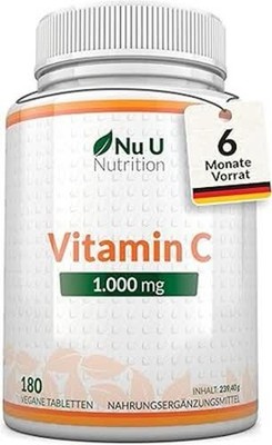 Vitamin C 1000mg - 180 Vegane Tabletten  - für 6 Monate