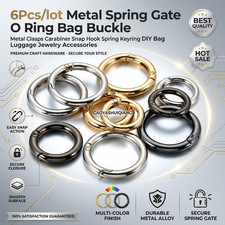 6Pcs Metal Spring Gate O Ring Carabiner Snap Hook Keyring Buckle Bag Luggage