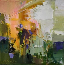 Abstract oil painting 8"x8"Contemporry art, Expressionism, Modern art, Green