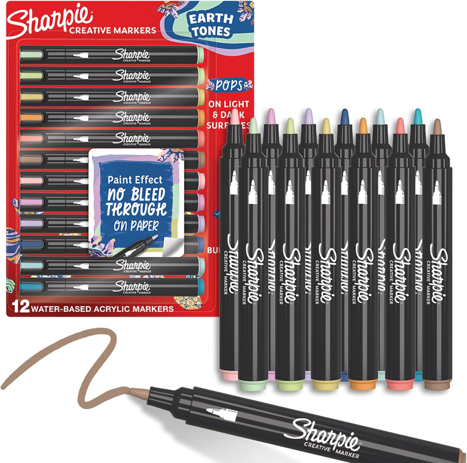 Creative Markers, Earth Tones, Water-Based Acrylic, Bullet T