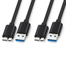 2-Pack USB 3.0 Micro B Cable, External Hard Drive Data Cord for Seagate